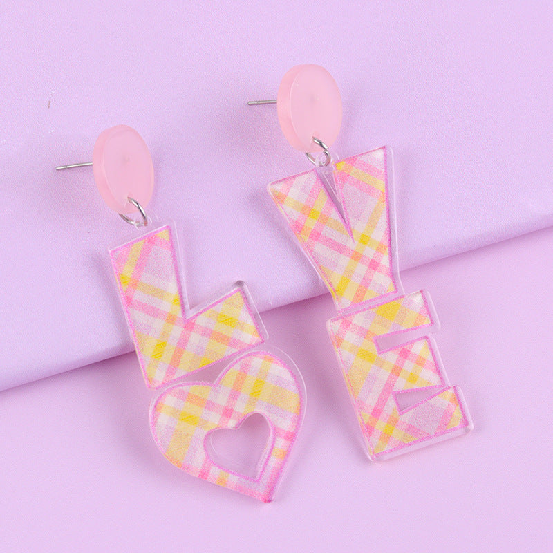 Wholesale Valentine's Day LOVE Letter Acrylic Personality Simple Heart Earrings